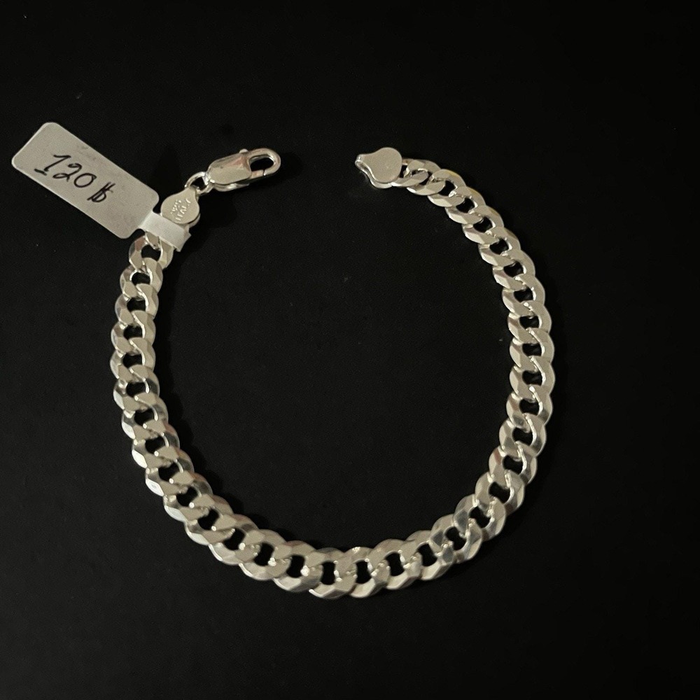 Esclava De Plata 925 Con‎ Tejido Cubano, 925 Silver Bracelet 9 Inch